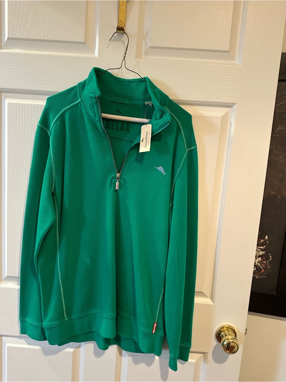 Tommy Bahama Teal Green Quarter-Zip Pullover Sweater